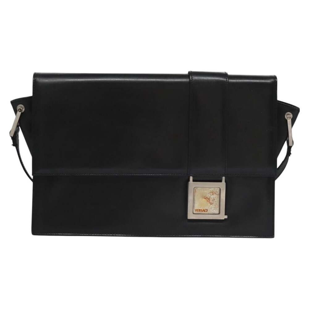Versace Leather Medusa Shoulder Bag Black